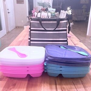 Kate Spade ♠️ insulated lunch box with 6 plastic Crofton bento boxes - preloved